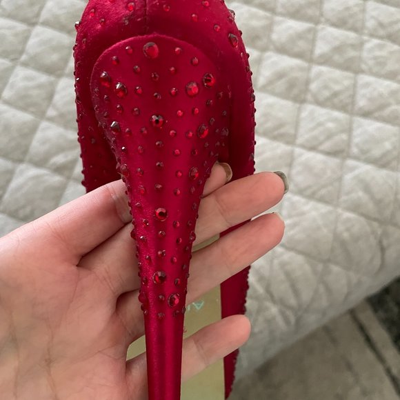ALDO Loann Red Ruby Rhinestone Pumps, Size 5/35 - Picture 7 of 8